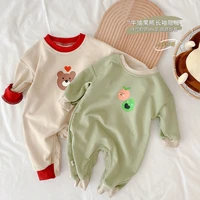 summer newborn baby romper bear head printed baby clothes boys rompers cotton slong sleeve o neck infant girls romper 0 24m