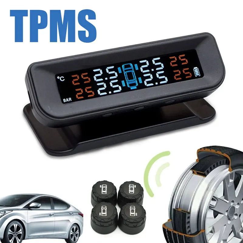 Универсальный Анти-взрыв монитор давления в шинах TPMS пастообразный беспроводной ЖК-дисплей цветной экран USB солнечная зарядка автомобильные аксессуары