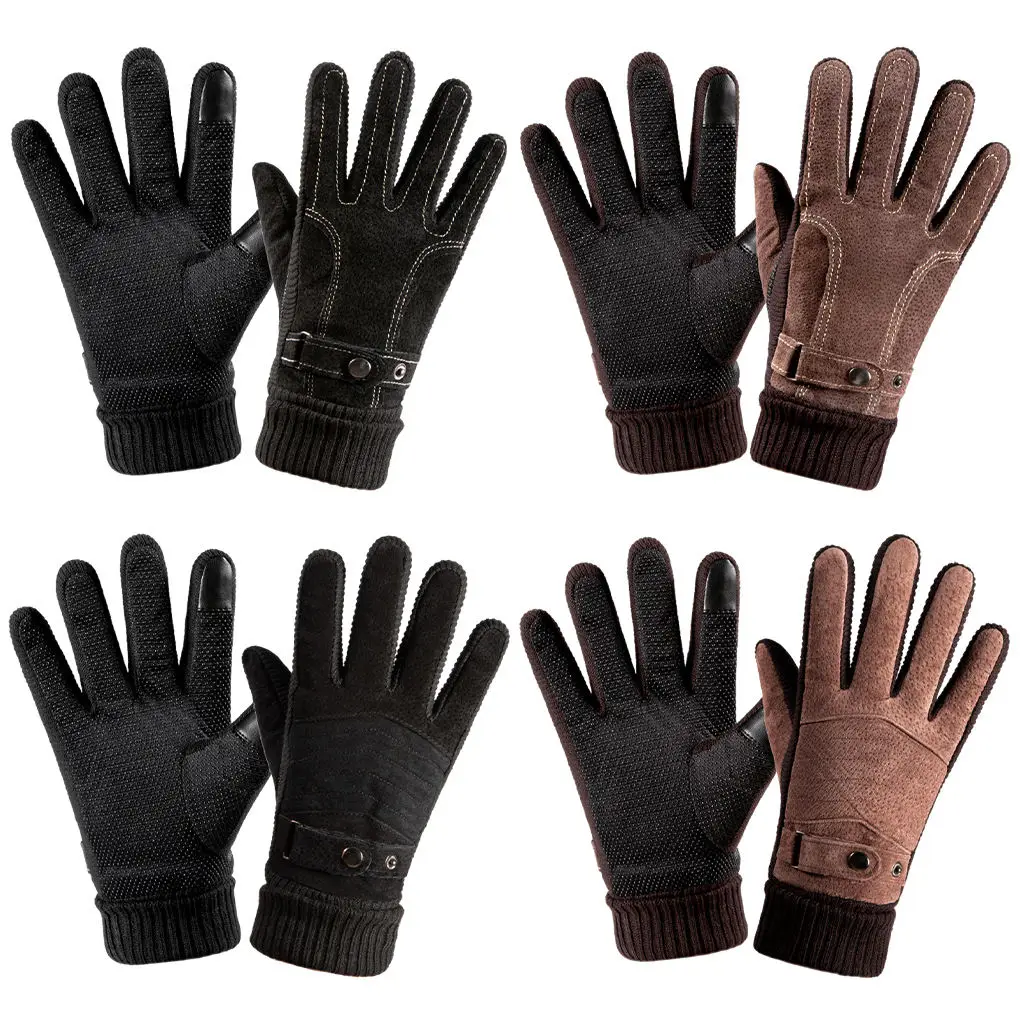 

Winter Warm Gloves Touch Screen Anti-Slip Elastic Cuff Leather Lightweight for Running Hiking Driving Outdoor Men
