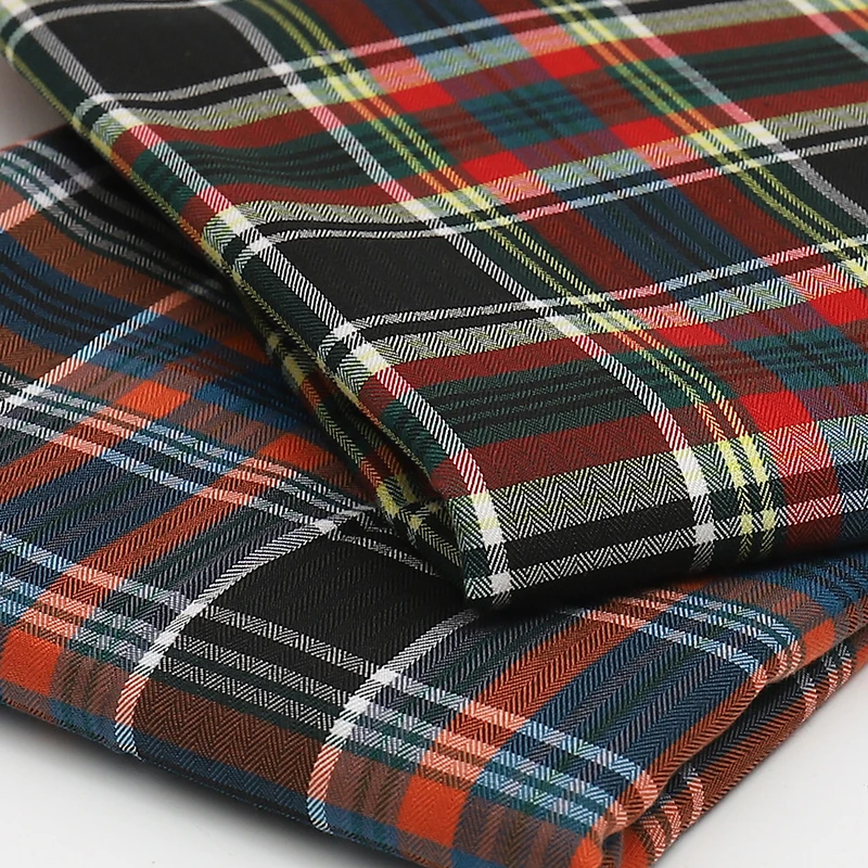 

147cmx50cm polyester cotton twill check cloth yarn dyed Scottish Plaid fabric for clothes garment bags trousers Shirt and skirt