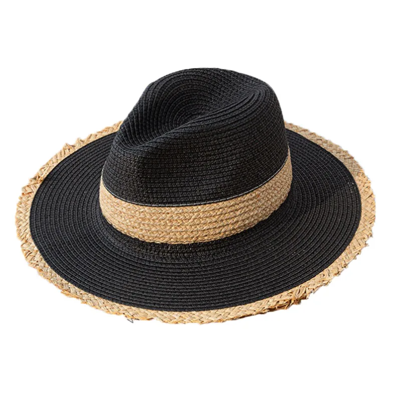 Ladies Summer Hat Retro Color Matching Straw Sunscreen Sun Visor Jazz Top Big Brim Vacation Beach | Аксессуары для одежды