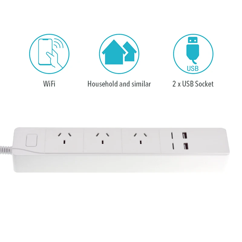 Wifi USB силовая полоса, умная вилка стандарта Австралии, переключатель перегрузки, защита от перенапряжения, 3 розетки, 2 порта, USB зарядное устройство, 1,8 м, 10 А, Wi-Fi розетка