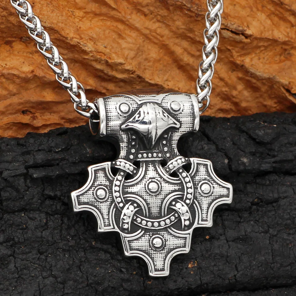 Скандинавский Викинг odin Ворон Тор молот Mjolnir stainles стальной кулон ожерелье |