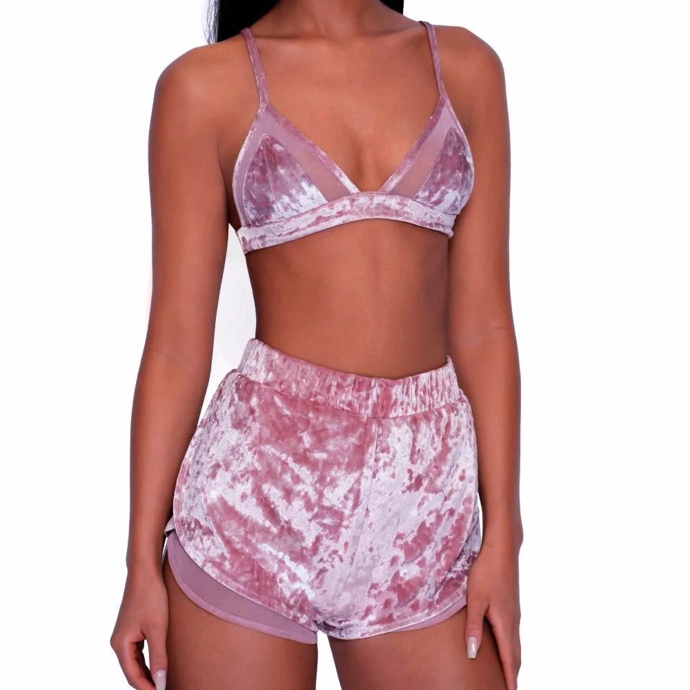 2019 Sexy Off Shoulder Halter Sleeveless Crop Tops Elastic Waist Shorts Women Two Pieces Sets 2 Piece Womens Outfits | Женская одежда