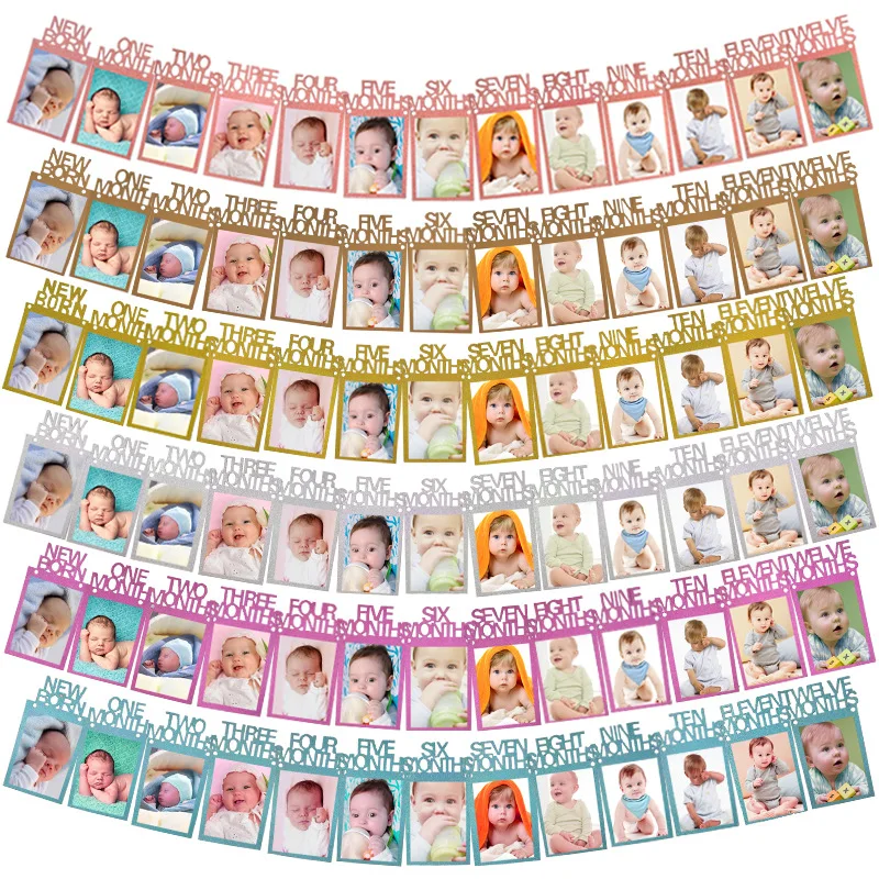 12 месяцев баннеры для фотосъемки Детские дня рождения детские бумажные гирлянды