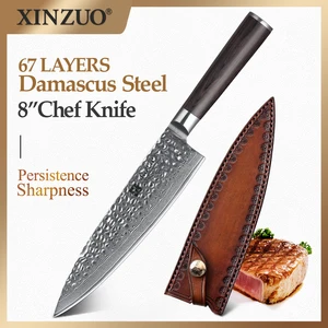 Нож шеф-повара XINZUO, 8 дюймов, китайский, 67 слоев, дамасская сталь, кухонный нож, Новое поступление, профессиональный VG10, нож для готовки, рукоятка из пакавуда