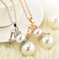 cute snowman crystal christmas jewelry pendant necklace women long chokers chain birthday gift