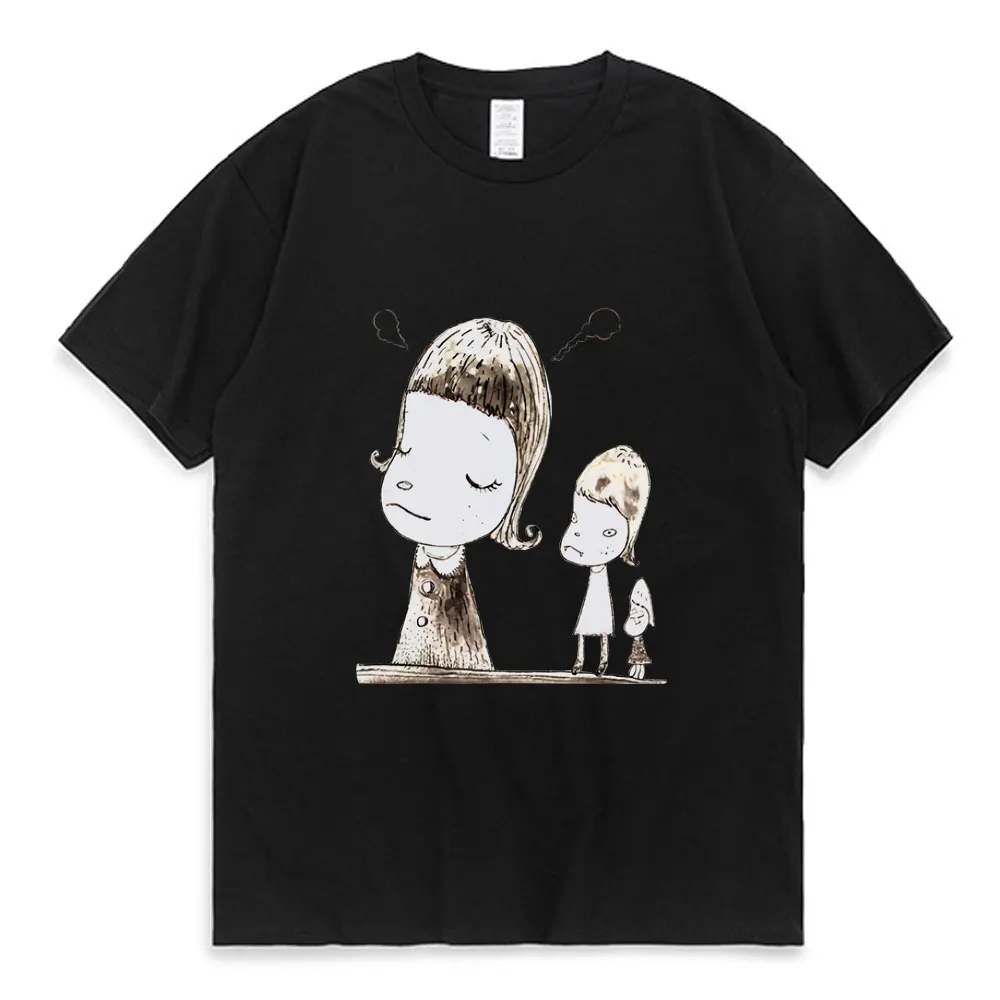 

Yoshitomo Nara Japan Anime Print T-shirt Summer Cotton T Shirt Men Women Vintage White Oversized Short Sleeve Cartoon Tee Male