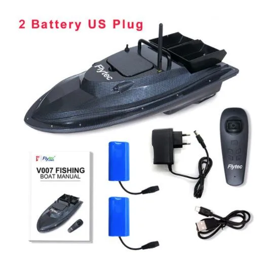 Flytec V007 RC лодка рыбацкая лодка открытый фиксированная скорость корабль сильное сопротивление ветра с светодиодный фара-прожектор для лодки VS Flytec 2011-5 лодка - Цвет: 2Battery US Plug