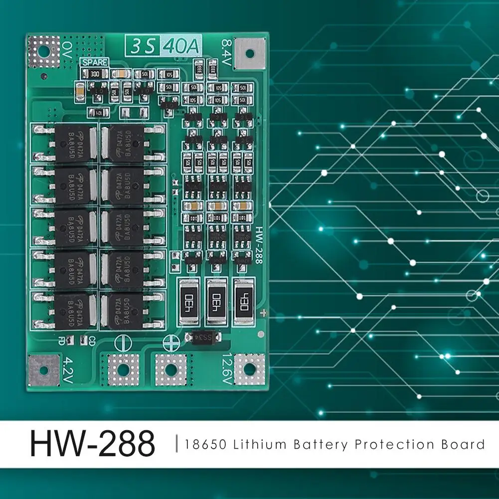 

3S 40A BMS 11.1V 12.6V 18650 Lithium Battery Protection Board for drill 40A current/ Motorcycle battery with balanced Version