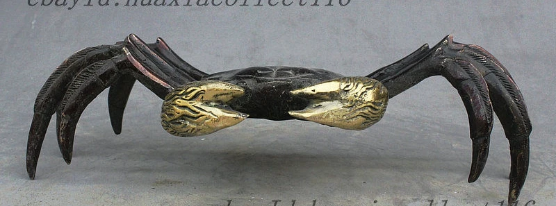 9 &quotнародный древний Китайский Фэншуй Бронзовый позолоченный Большой краб