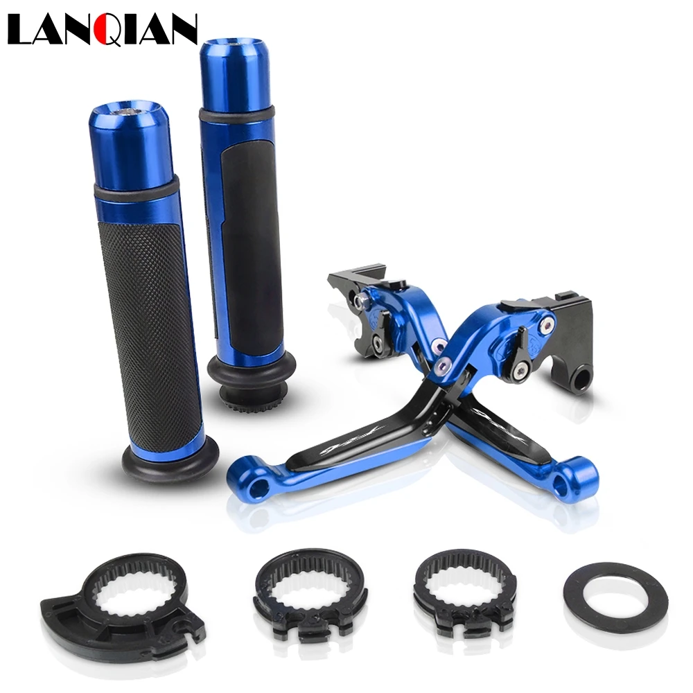

Motorcycle Accessories CNC Adjustable Brake Clutch Levers And Handle Grips With LOGO For Yamaha FZ6 FAZER 2004 2005 2006 07-2010