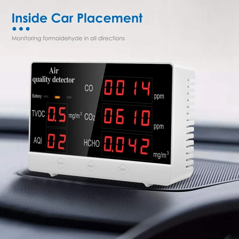 

Air Quality Detector/Monitor Accurate Tester for CO2 Formaldehyde(HCHO) TVOC/AQI Multifunctional Air Gas Detector