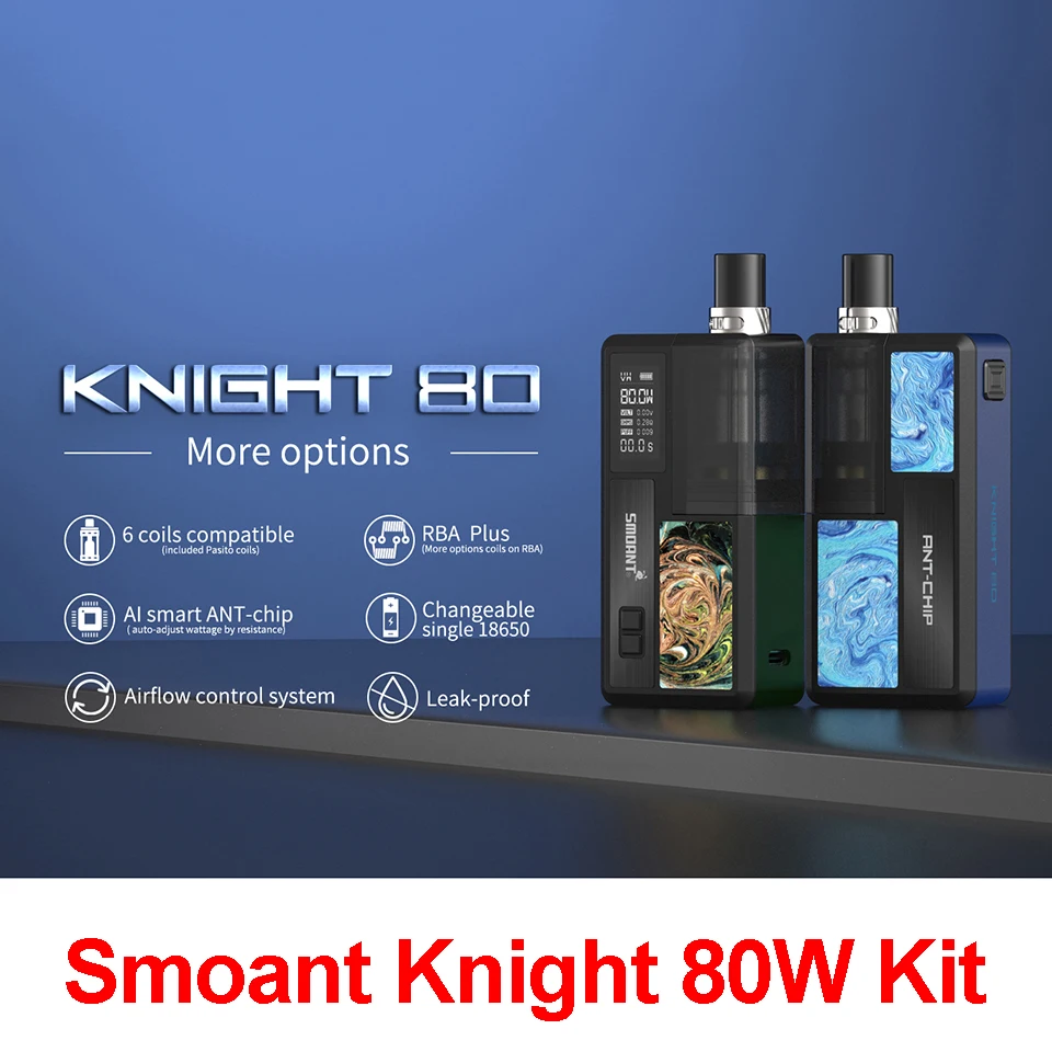 Newest Smoant Knight 80W Kit Vape Pod e-cig kit single 18650 bat mesh coil 0.3ohm 0.4ohm with 0.96inch OLED Screen Box Mod | Электроника