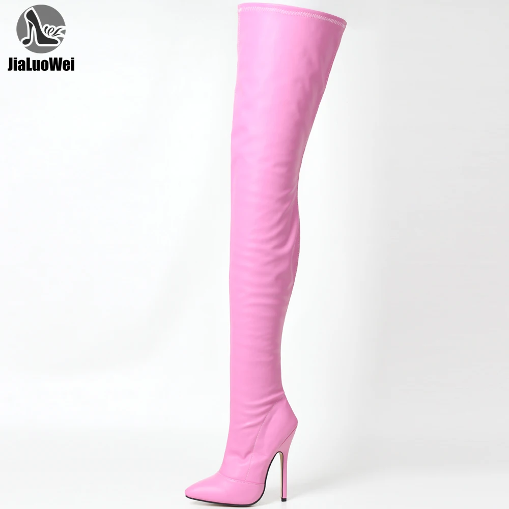 

JIALUOWEI 5.5inch Unisex Over The Knee Thigh High Stiletto Heel Ladies Stretch Boots Size 5-15