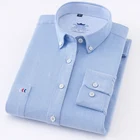 Мужская хлопковая оксфордская рубашка с длинным рукавом, Повседневная деловая рубашка для мужчин с передним карманом, мужская повседневная модная качественная рубашка