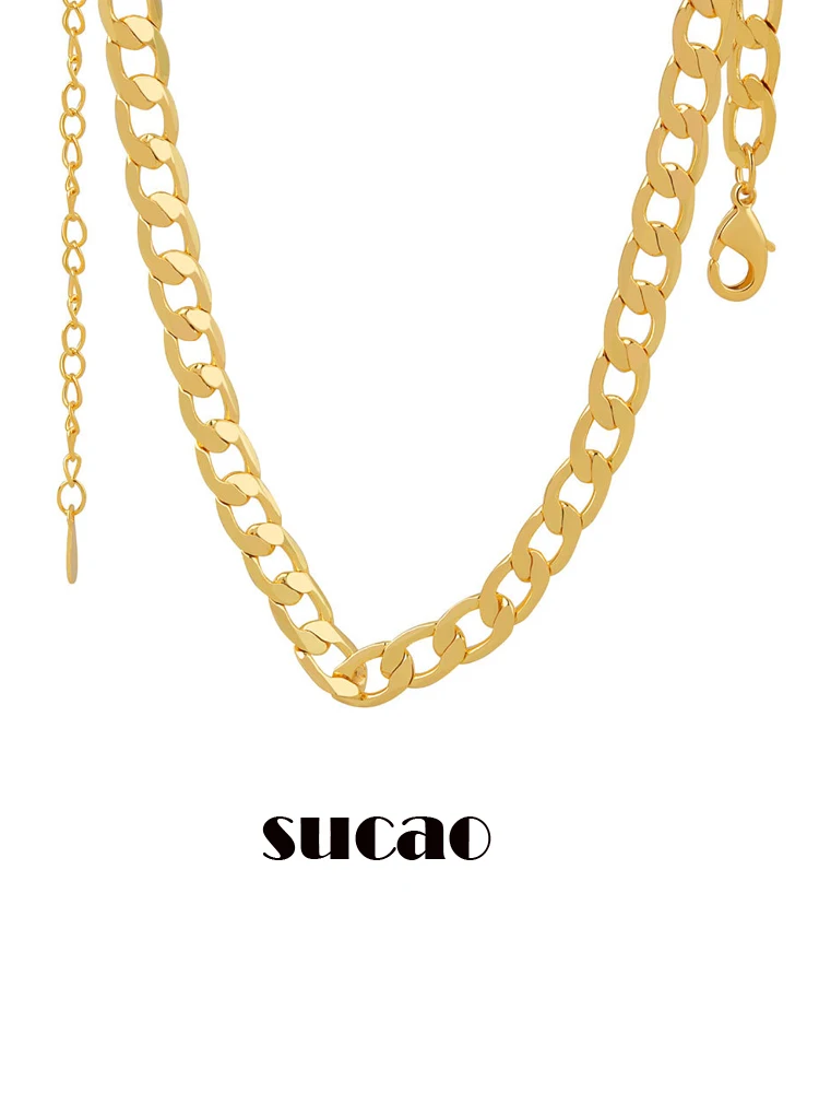 

Cuban Chain Necklace for Men Women Stainless Steel Curb Chokers Vintage Tone Metal Collar Thick Chain Necklace Couple Jewelry