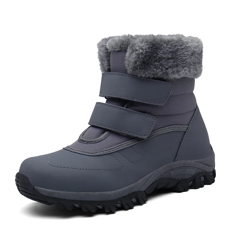 Winter Woman's Stylish Snow Boots High-top Warm Lining Anti-skid Shoes Outside Casual Slip-on Black Gray Footwear