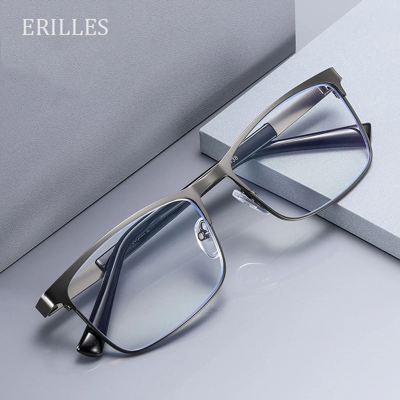 

Resin Lens Reading Glasses For Men Business Eyeglasses Anti Blue Light Presbyopic Glasses Hi-Q Metal Frame Reading Eyewear +1.0