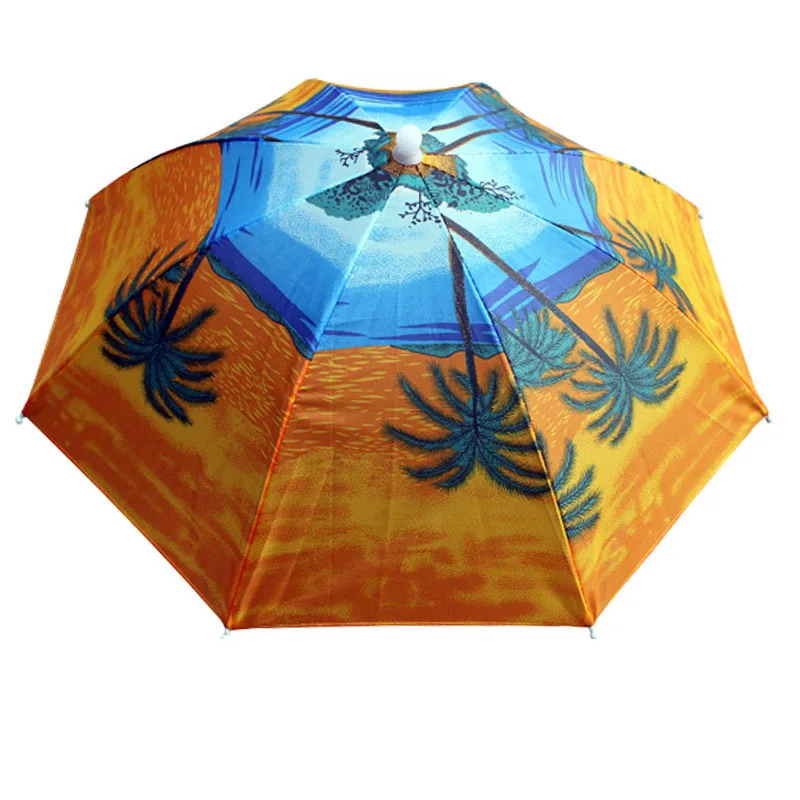 

55 CM Umbrella Hat Novelty Outdoor Foldable Hands Free Folding Waterproof Travel Hiking Beach Portable Sunny Rainy Umbrellas New