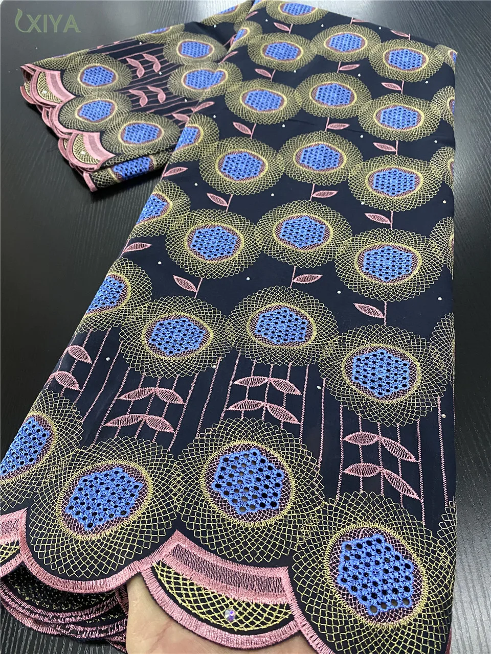 

Orange African Cotton Lace Fabric High Quality Lace Embroidered Nigerian Cotton Lace Swiss Voile Lace in Switzerland APW3311B