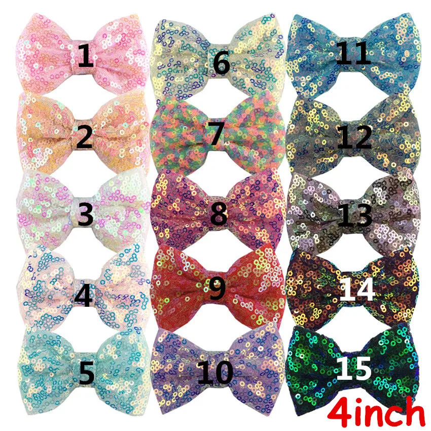 Банты для волос с блестками и вышивкой 30 шт./лот 4 дюйма | Аксессуары одежды