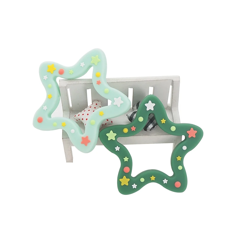 Chenkai-mordedores de estrella de silicona para beb&eacute;, chupete de dibujos animados de grado alimenticio, dentici&oacute;n para beb&eacute;, accesorios de enfermer&iacute;a y regalos, sin BPA, 5 uds.-2