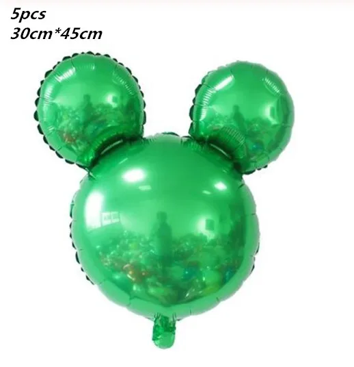 5pcs Green 5 шт. мини голова Микки Алюминиевая Фольга Воздушный шар с Минни-Маус игрушки 30x45 см мультфильм воздушный шар Дети День рождения украшения - Цвет: 5pcs Green