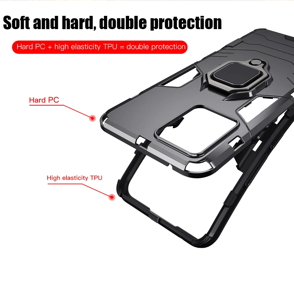 

Shockproof Case for Realme 8 Pro GT C20 Q3 V13 Ring Phone Cover for OPPO Find X3 Pro A94 A12 A15 Reno 5K 5F F19 Pro + 5G