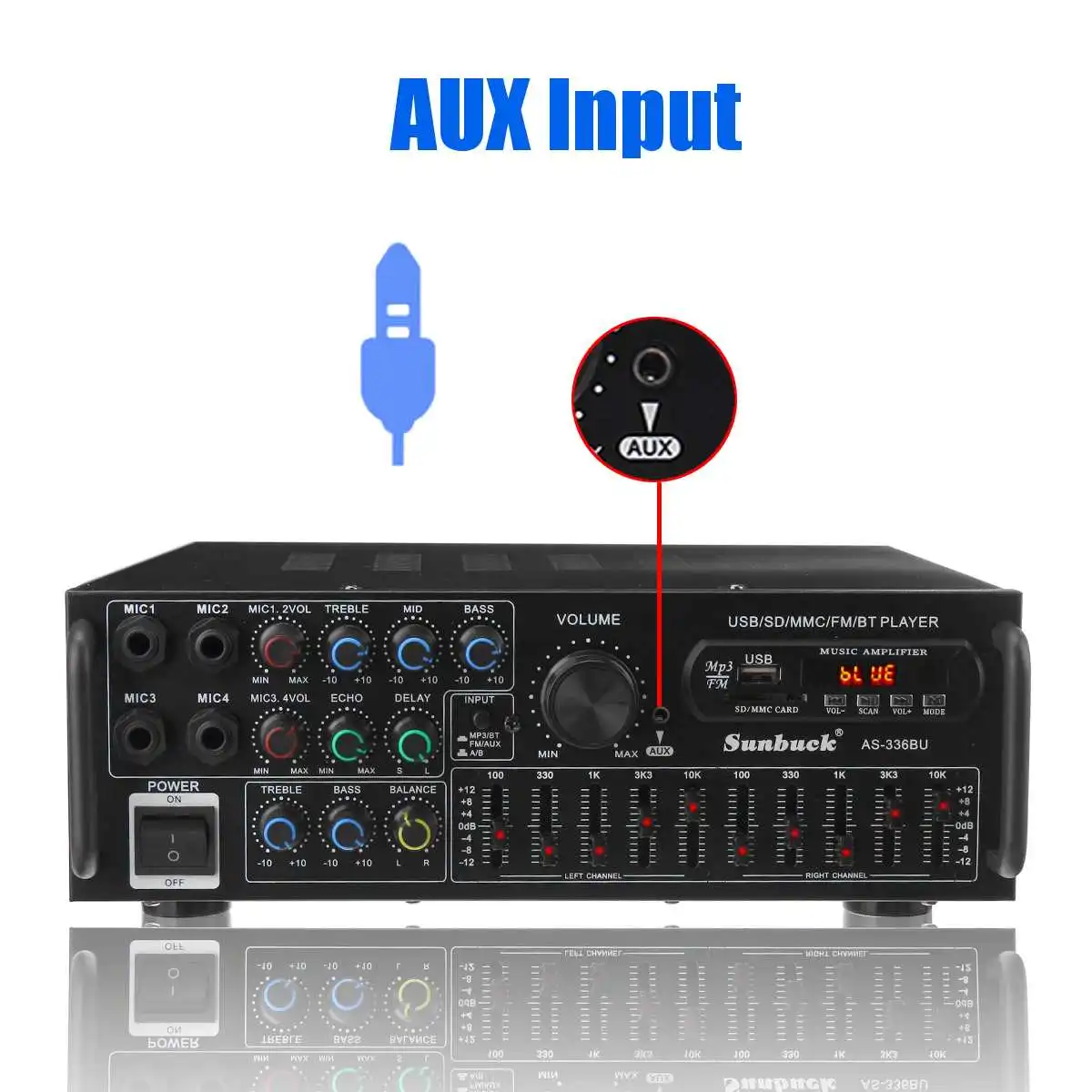 Стереоусилитель с поддержкой bluetooth 2000 вт USB SD AMP FM DVD AUX жк дисплей пульт