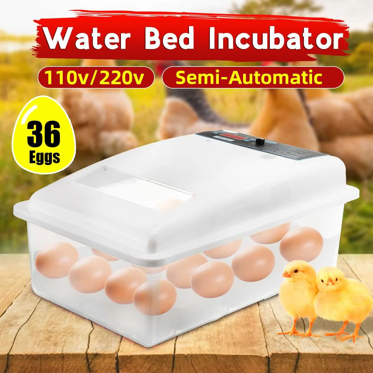 

24 Eggs Semi-automation Eggs Incubator Brooder Bird Quail Chick Hatchery Incubator Poultry Hatcher Turner Farm Incubation Tool