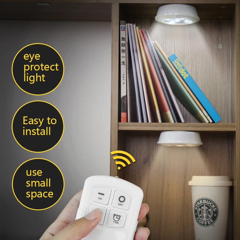 Светодиодный светильник для шкафа 5 круглых ночных ламп на батарейках с