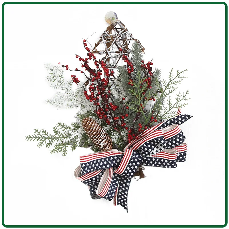 

Christmas Handmade rattan wreath door hanging American ins moose rattan wreath rattan pendant ornament
