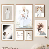 holy christ jesus guided light girl boy wall art canvas painting nordic posters and prints wall pictures for living room decor