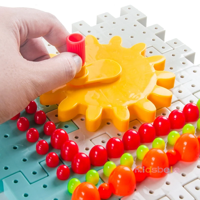 Детские 3D шестерни блок DIY игрушка гриб гвоздь Пластиковые развивающие игрушки