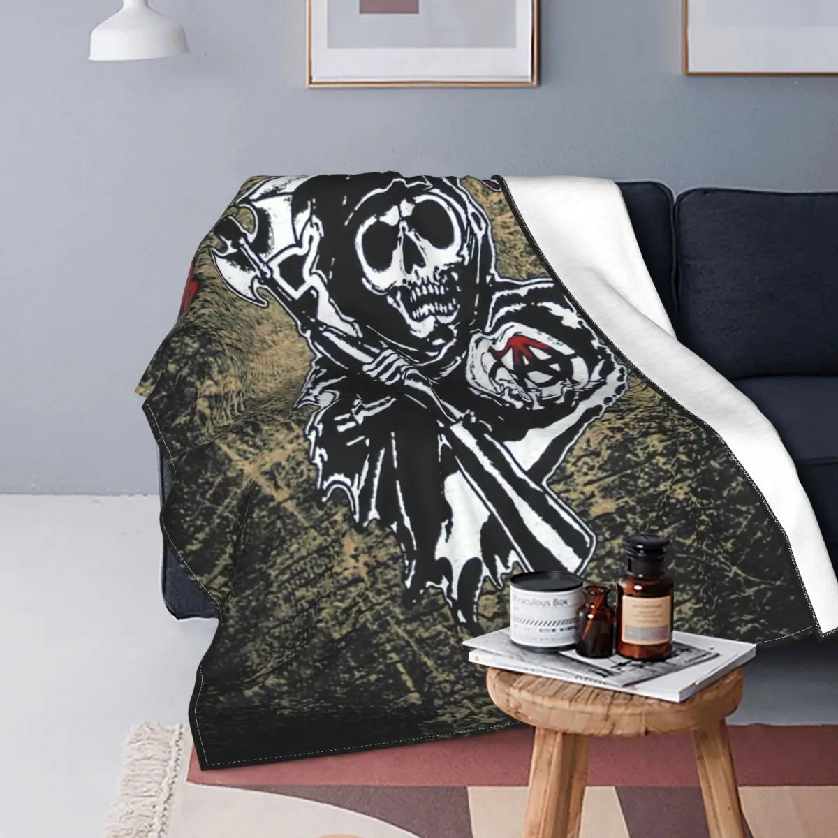 

Sons Of Anarchy The Death Blanket Flannel Fear the Reaper SOA Ultra-Soft Throw Blanket for Airplane Travel Bedroom Quilt