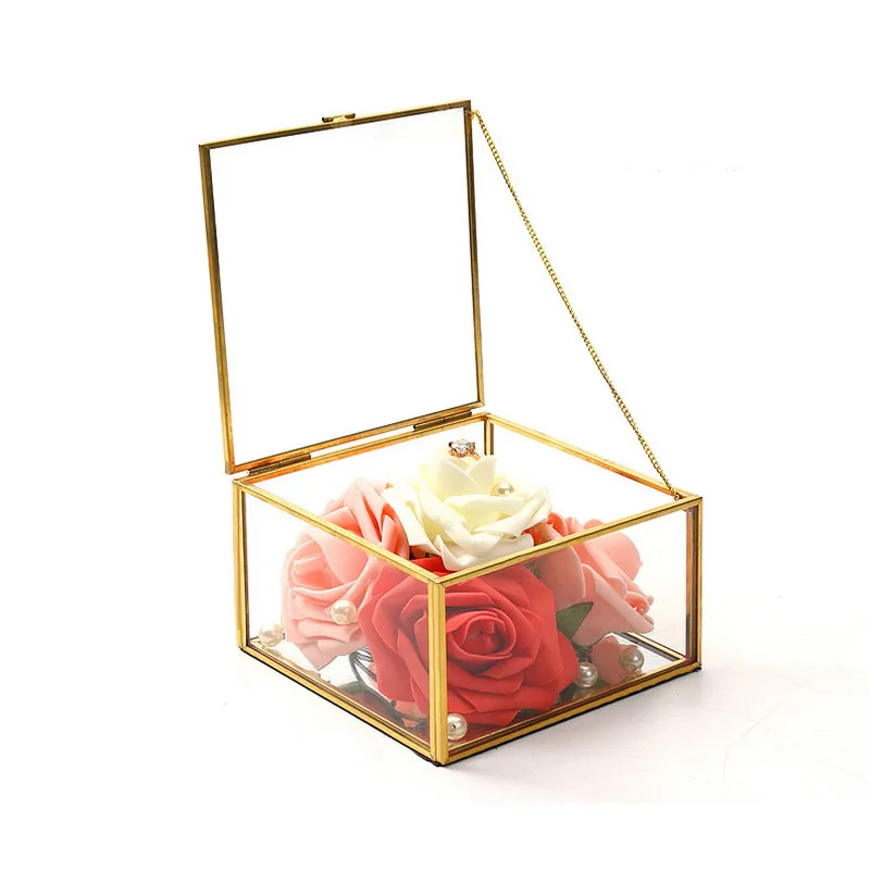 Геометрический квадратный стеклянный Органайзер с крышкой прозрачная