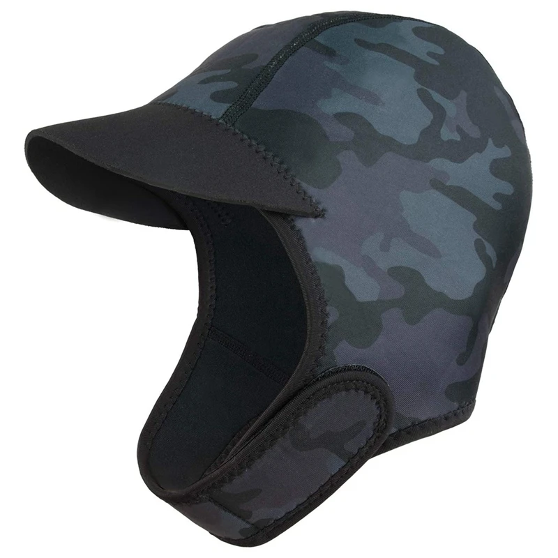 

2MM Neoprene Surf Beanie Swim Cap with Chin Strap Adjustable Quick-Drying Diving Cap for Swimming Surfing