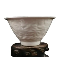 china old porcelain white glaze hidden blue and white dragon pattern bucket bowl