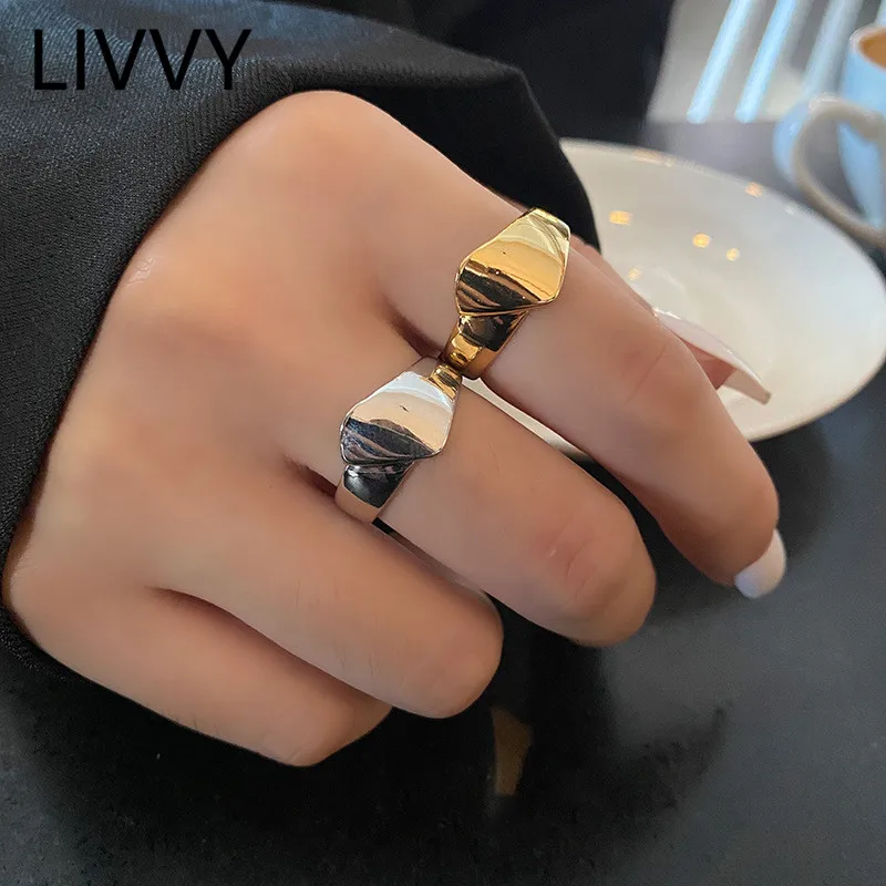 

Silver Color Minimalist Smooth Face Irregular Geometry Ring Simple Fashion High Quality Exquisite Elegant Jewelry Accessories