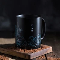 coffee mug chinese style ceramic cup milk coffee cup heated water change landscape painting creative gift desktop decoration cup
