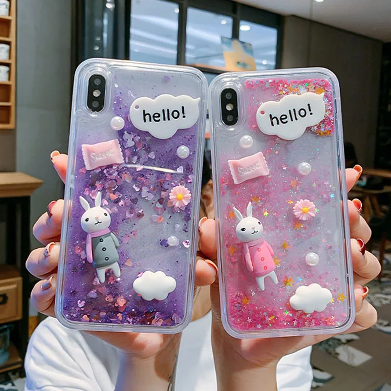 Высококачественный защитный чехол для OPPO RX17 Neo A5S A3S F11 F9 R17 R15 Pro F5 F3 A59 A83 F1S Рено чехол 3D кролика Bling с блестками жидким песком чехол для телефона