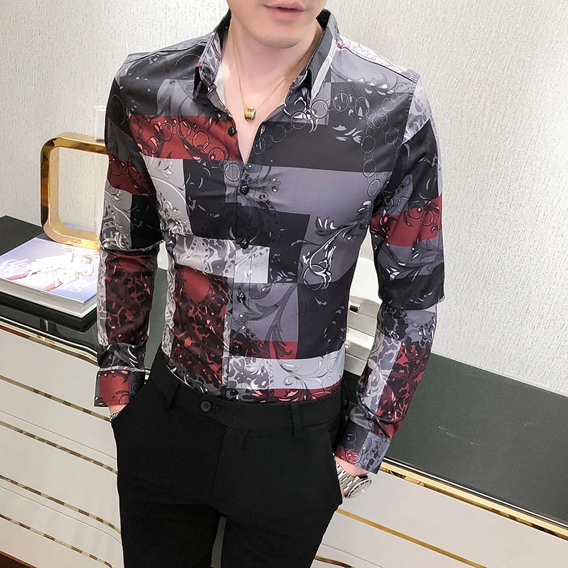 Camisas Para Hombre Мода 2020 осень зима цифровая печать рубашка мужская с длинным рукавом