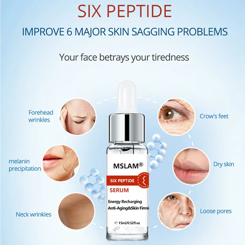 

Six Peptide Anti-Aging Face Serum Firming Lifting Remove Fine Lines Deep Moisturizer Brighten Tighten Face Skin Care Serum