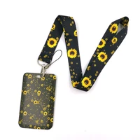 10pcs flowers sunflowers key lanyard car keychain id card pass gym mobile phone badge kids key ring holder decorations gifts