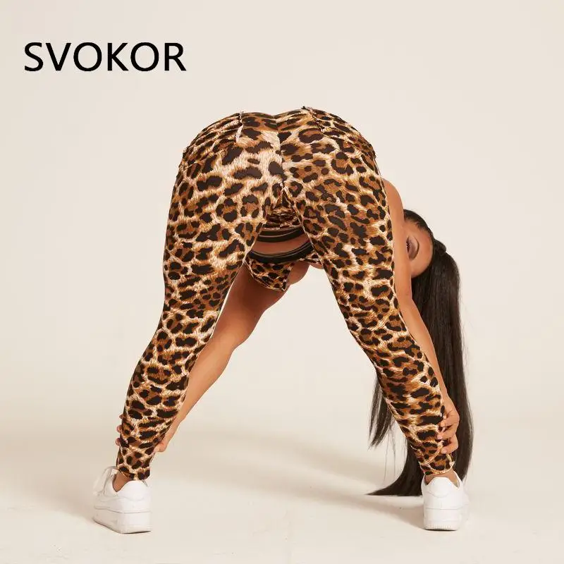 

SVOKOR Leopard Leggings Sport Women Fitness Gym Sexy Womens Legging Push Up High Waist Female Pants Elastic Running Leggins