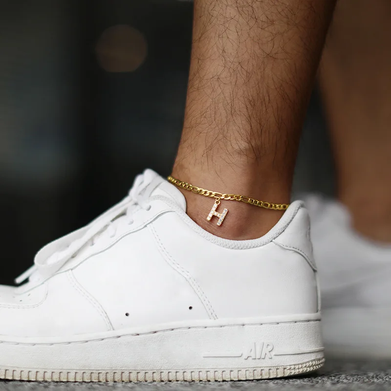 

New Custom Crystal Zircon Initial Letter Ankle Bracelet Alphabet Anklets for Women Foot Chain Beach Leg Bracelets Jewelry Gift
