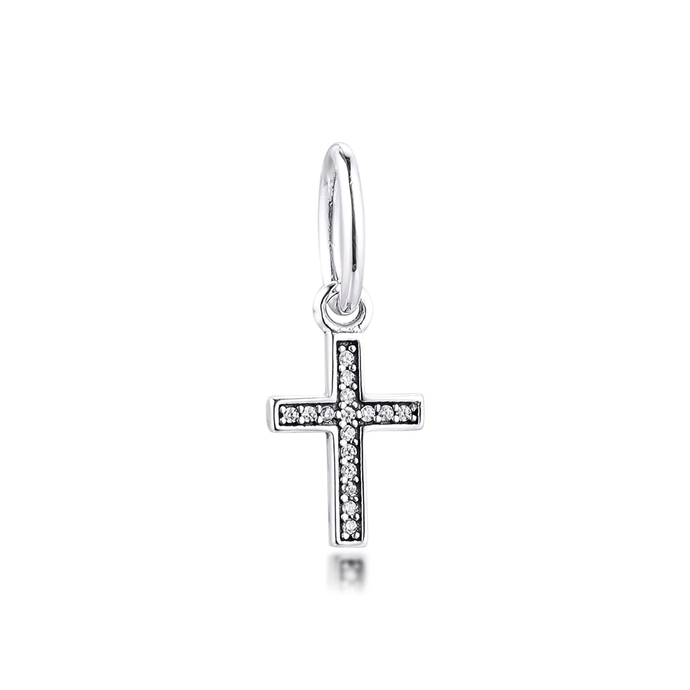 

CKK Fit Europe Bracelet 925 Sterling Silver Sparkling Faith, Cross Pendant Charms Beads for Women DIY Jewelry Making Wholesale