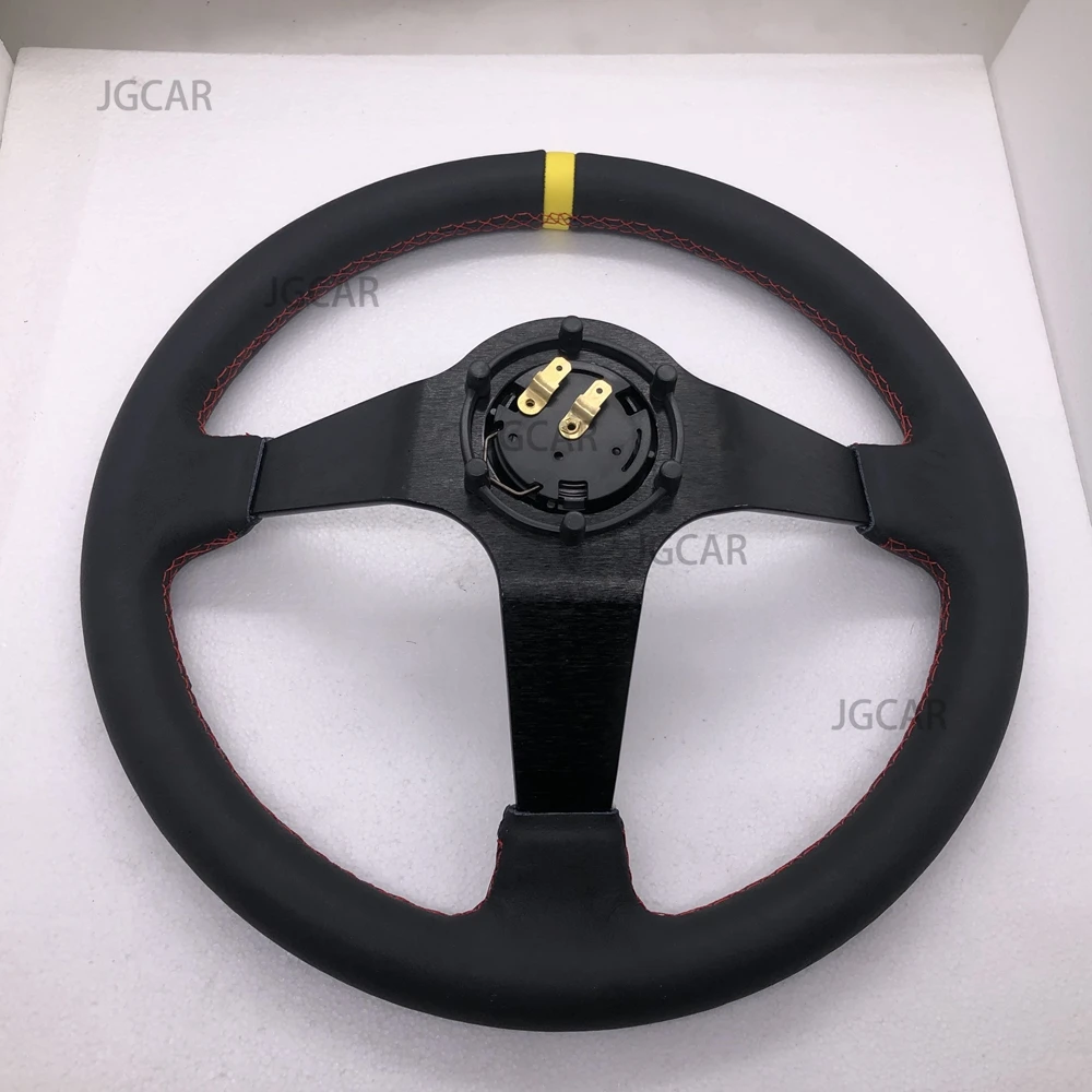 JDM 14 дюймов 350 мм Глубокая тарелка из натуральной кожи ралли тюнинг гоночное