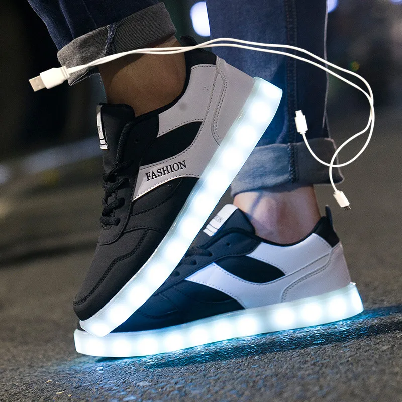 

Size 35-45 Children Glowing Sneakers Led Luminous Shoes for Boys Girls Light Up Casual Kids 7 Colors USB Charge Lighted Shoes